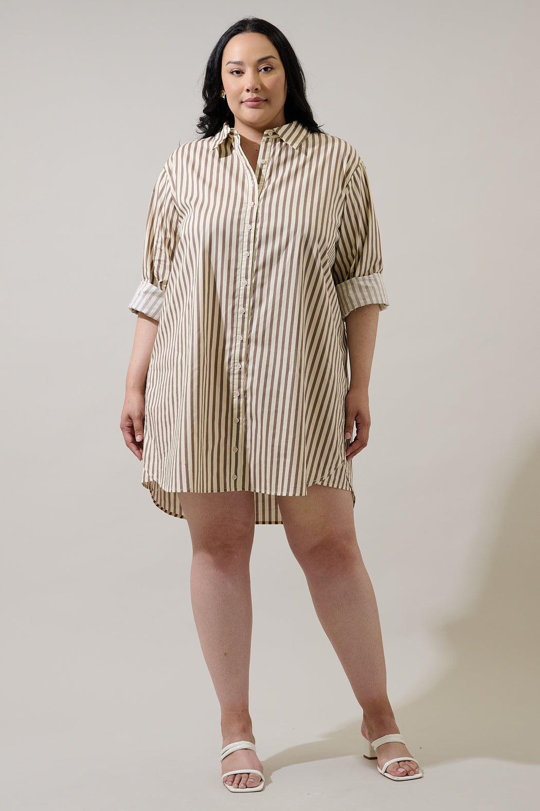 keina striped oversized shirt dress-curvy