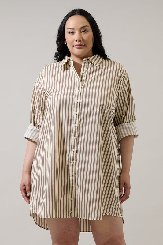 keina striped oversized shirt dress-curvy