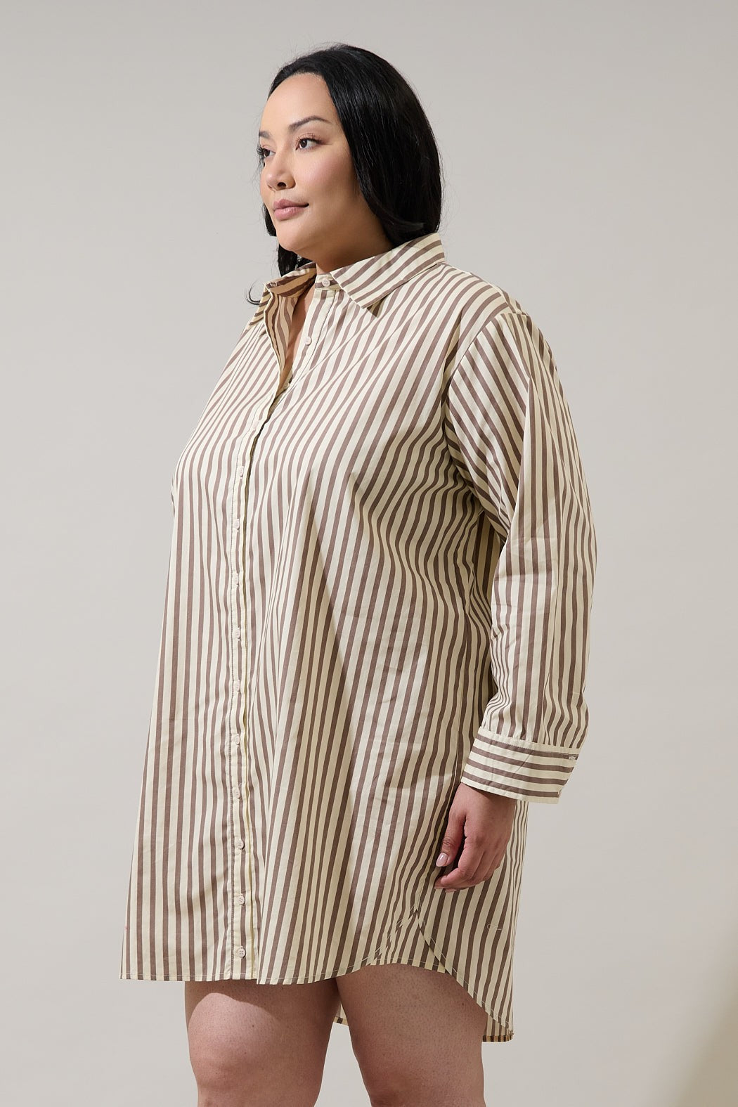 keina striped oversized shirt dress-curvy