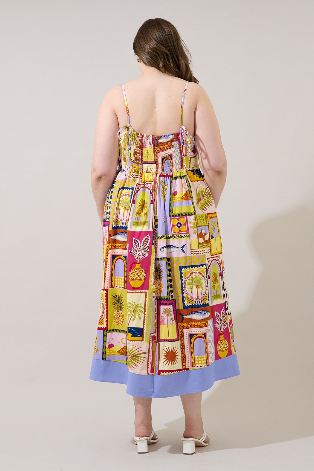 senia printed midi dress-curvy