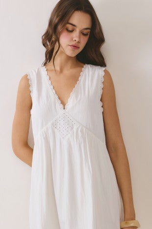 scalloped lace trim babydoll mini dress