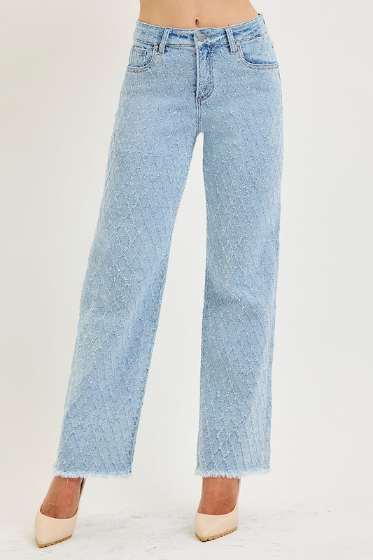TC HR Ankle Straight Textured Jeans-Curvy