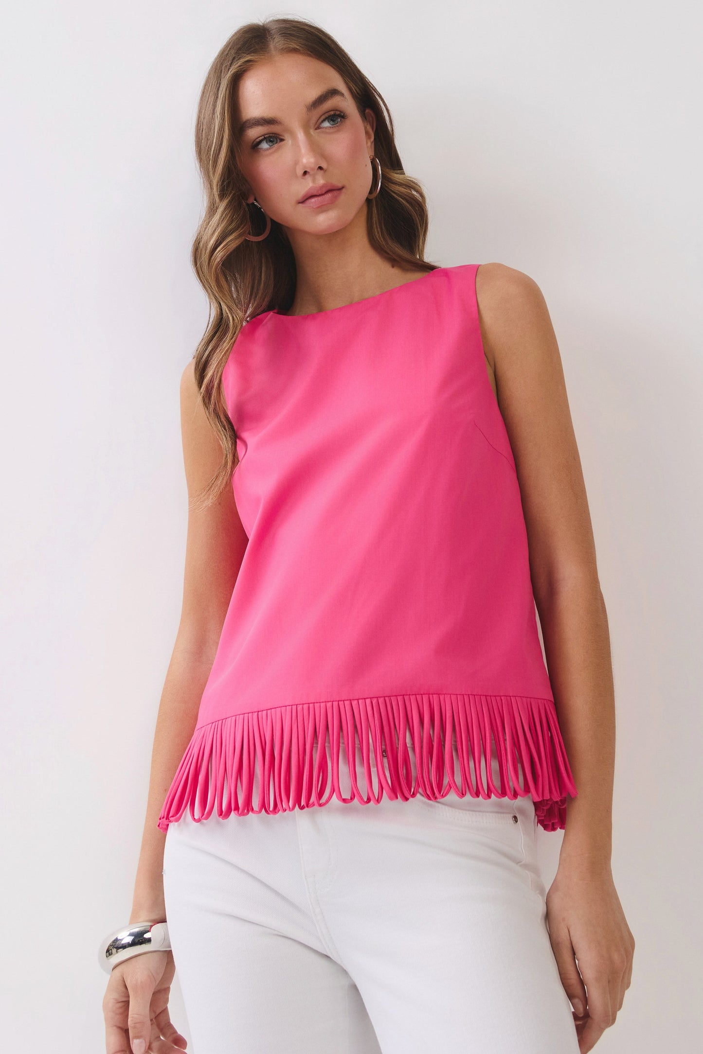 fringe hem sleeveless top