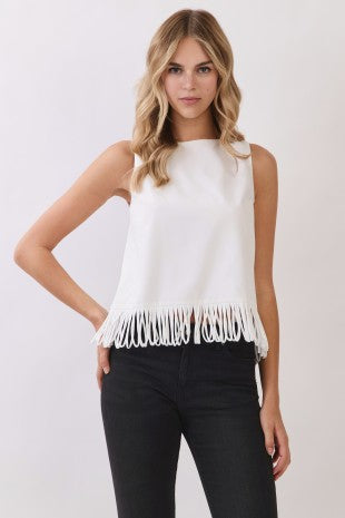 fringe hem sleeveless top