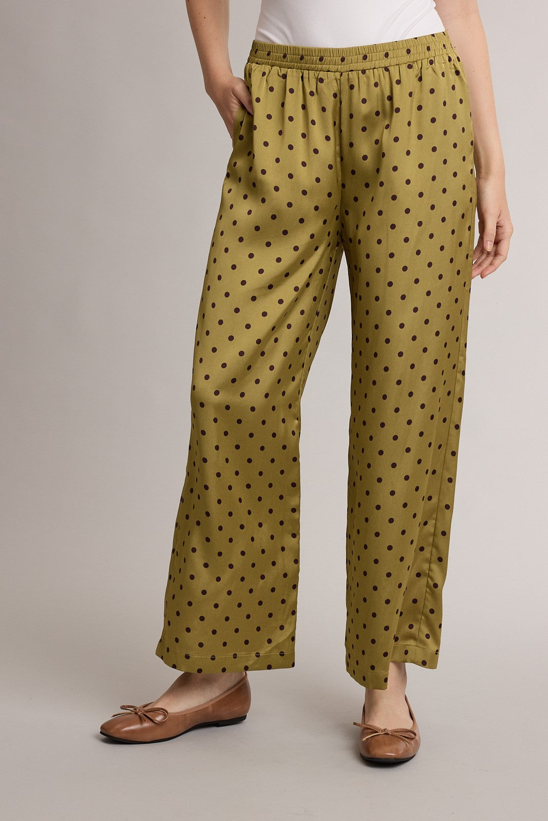 sonya satin polka dot wide leg pant