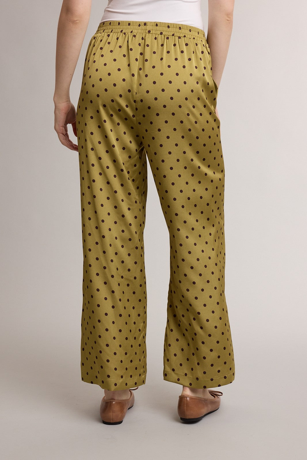 sonya satin polka dot wide leg pant