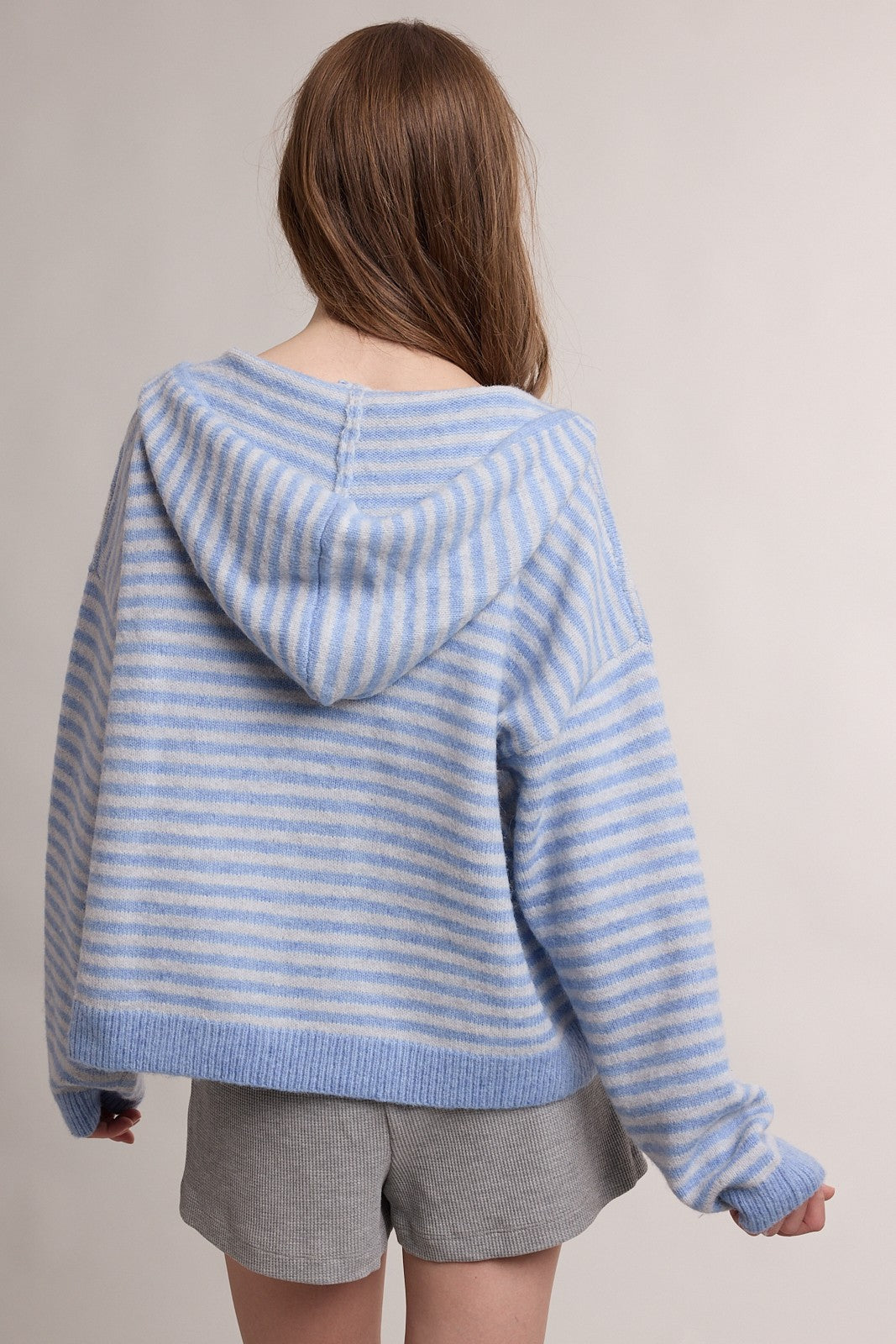 suri striped two-way zip sweater hoodie