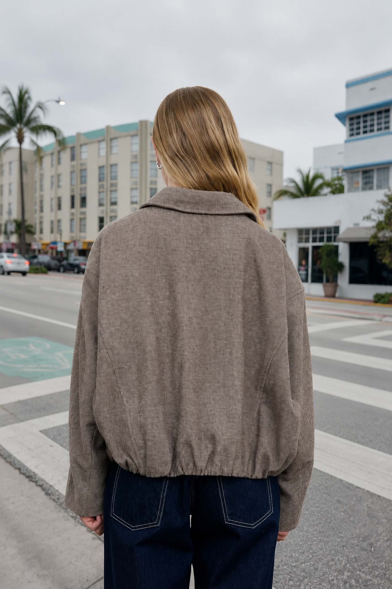 rory raglan crop balloon hem jacket