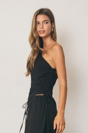 nadine asymmetrical one shoulder ruched top