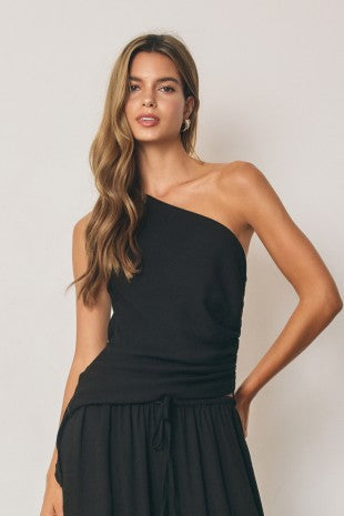 nadine asymmetrical one shoulder ruched top