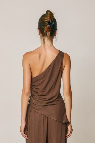 nadine asymmetrical one shoulder ruched top