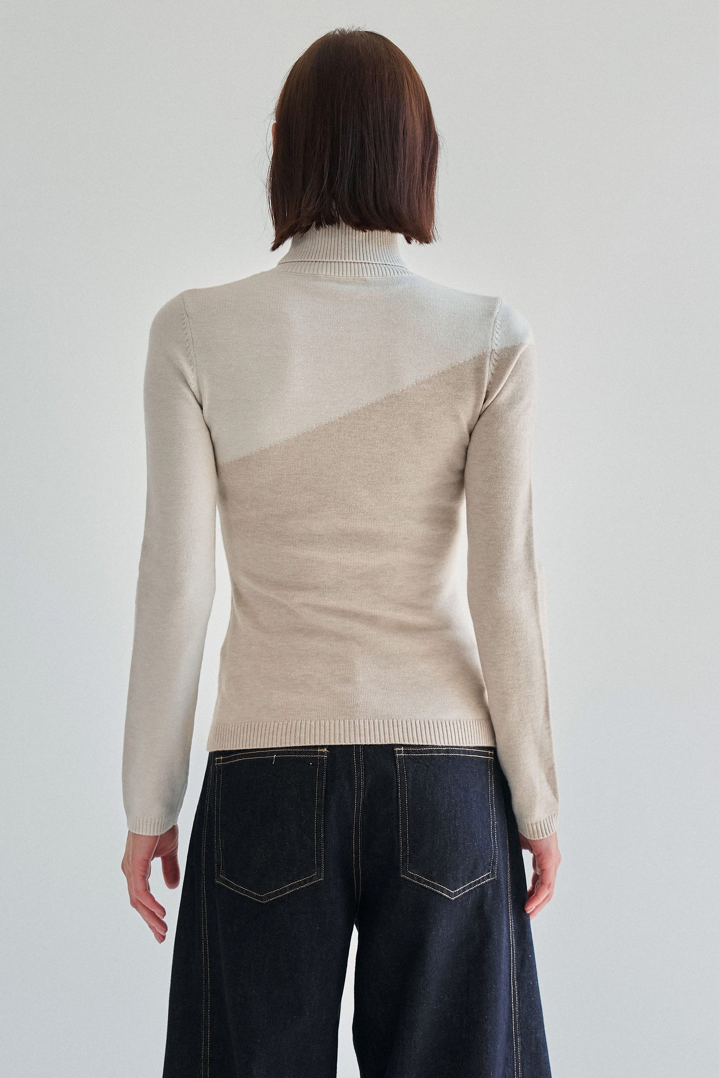 tabitha two-tone turtleneck knit top