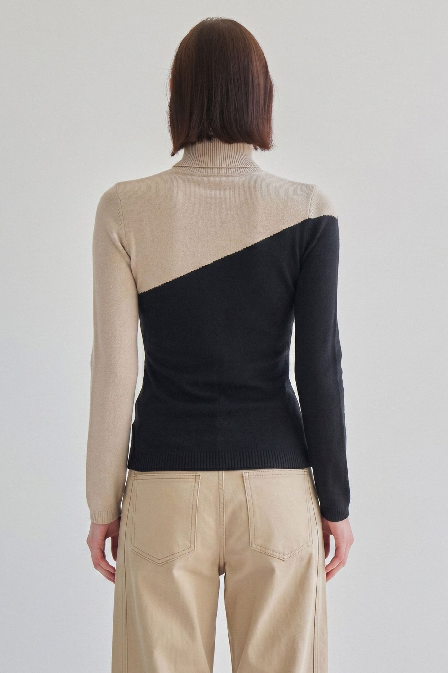 tabitha two-tone turtleneck knit top
