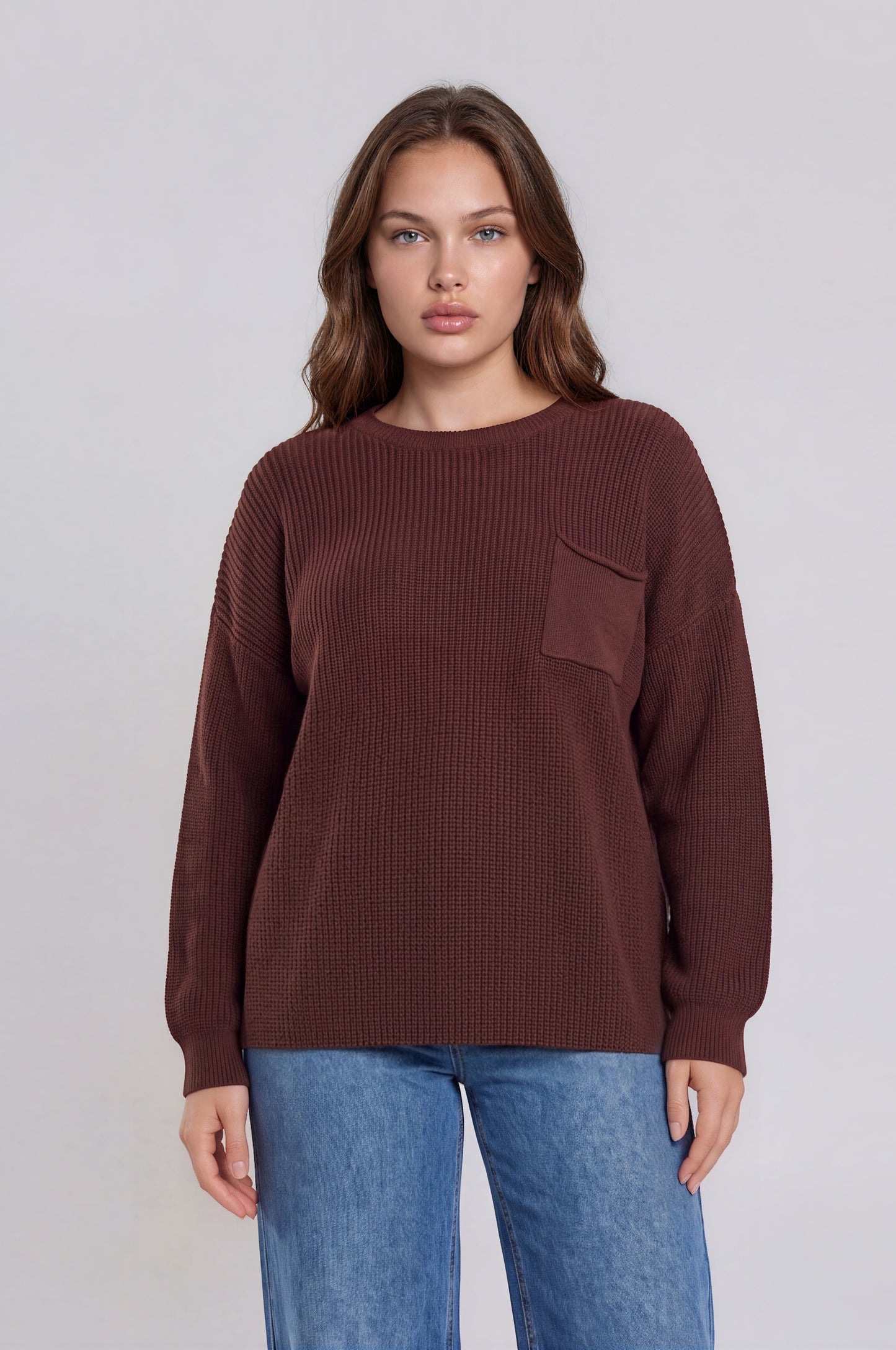 raw edge cropped knit sweater-curvy