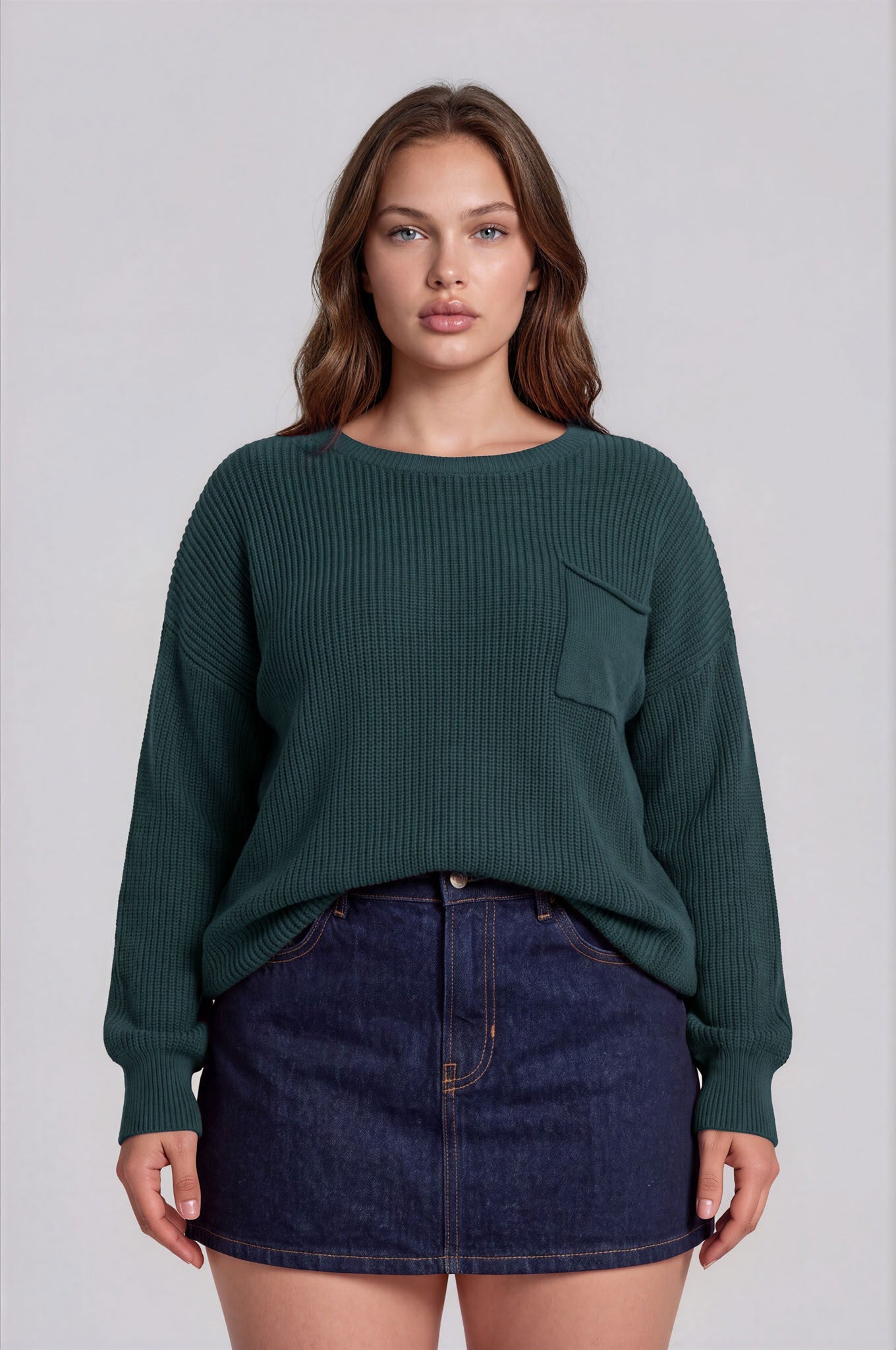 raw edge cropped knit sweater-curvy