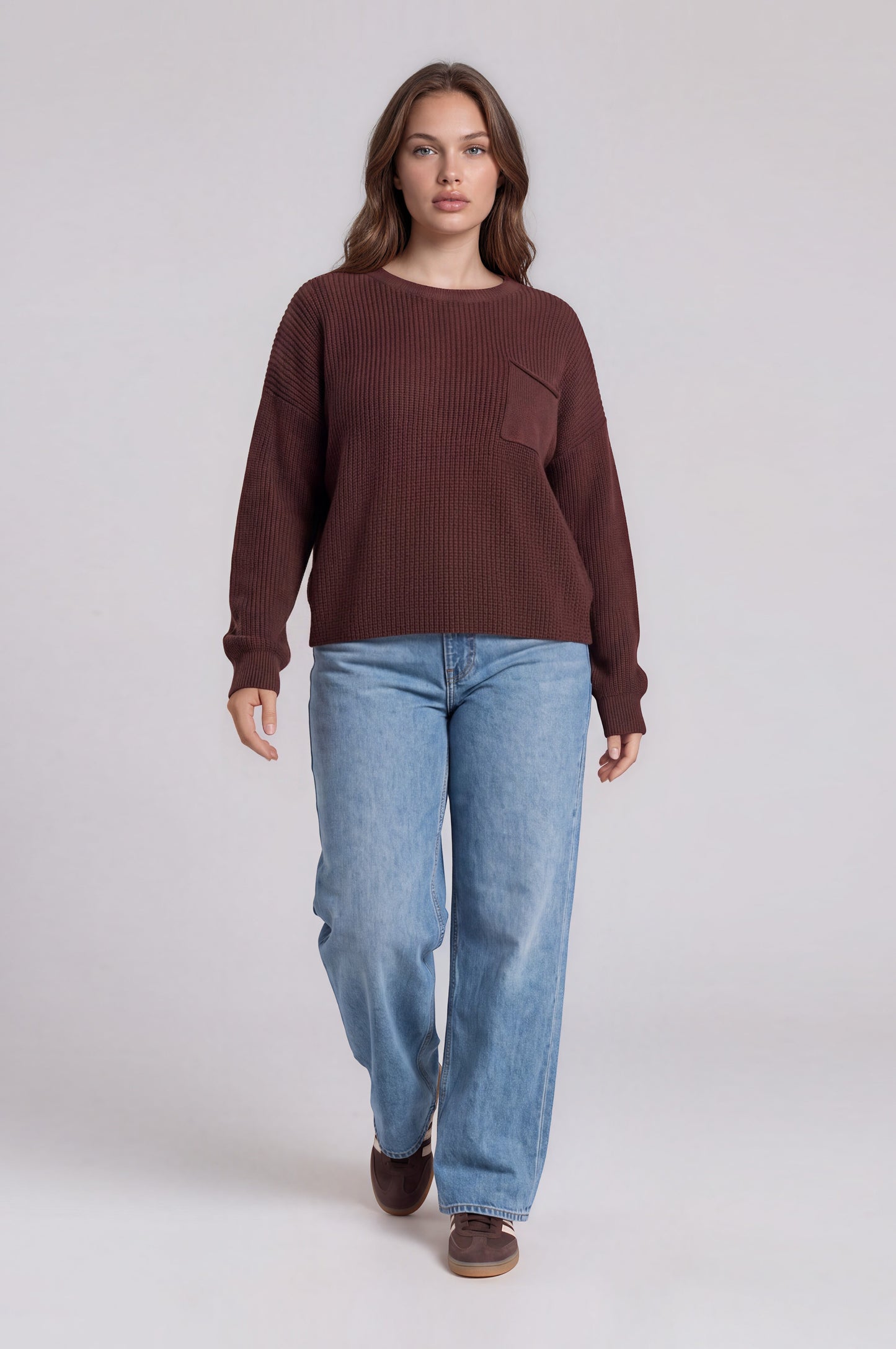 raw edge cropped knit sweater-curvy
