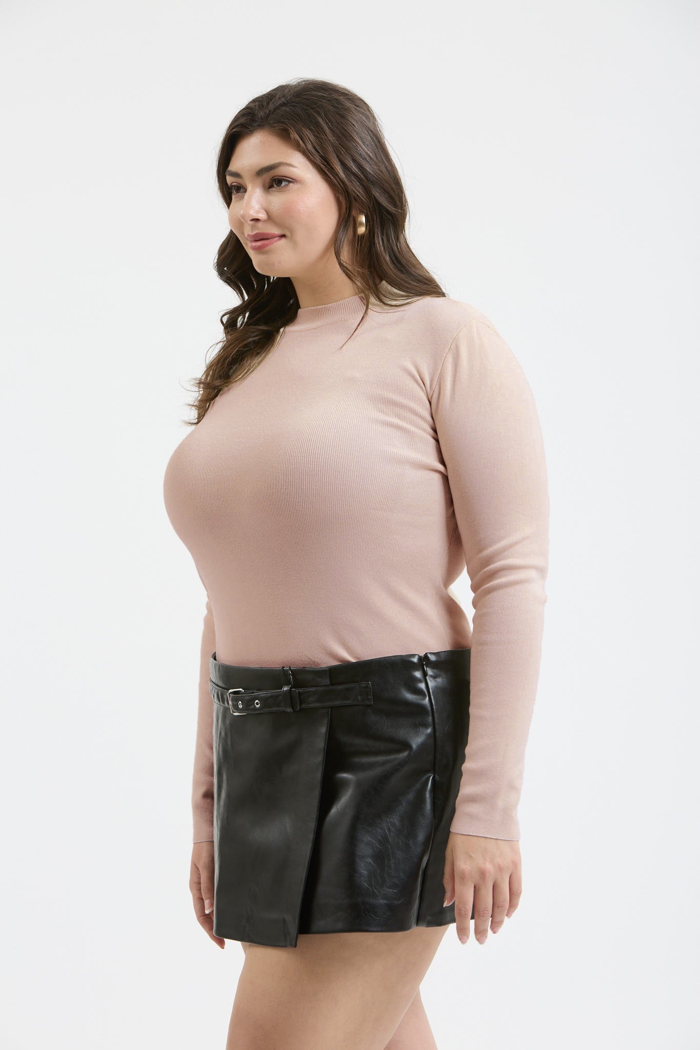 mindy mock neck sweater knit top-curvy