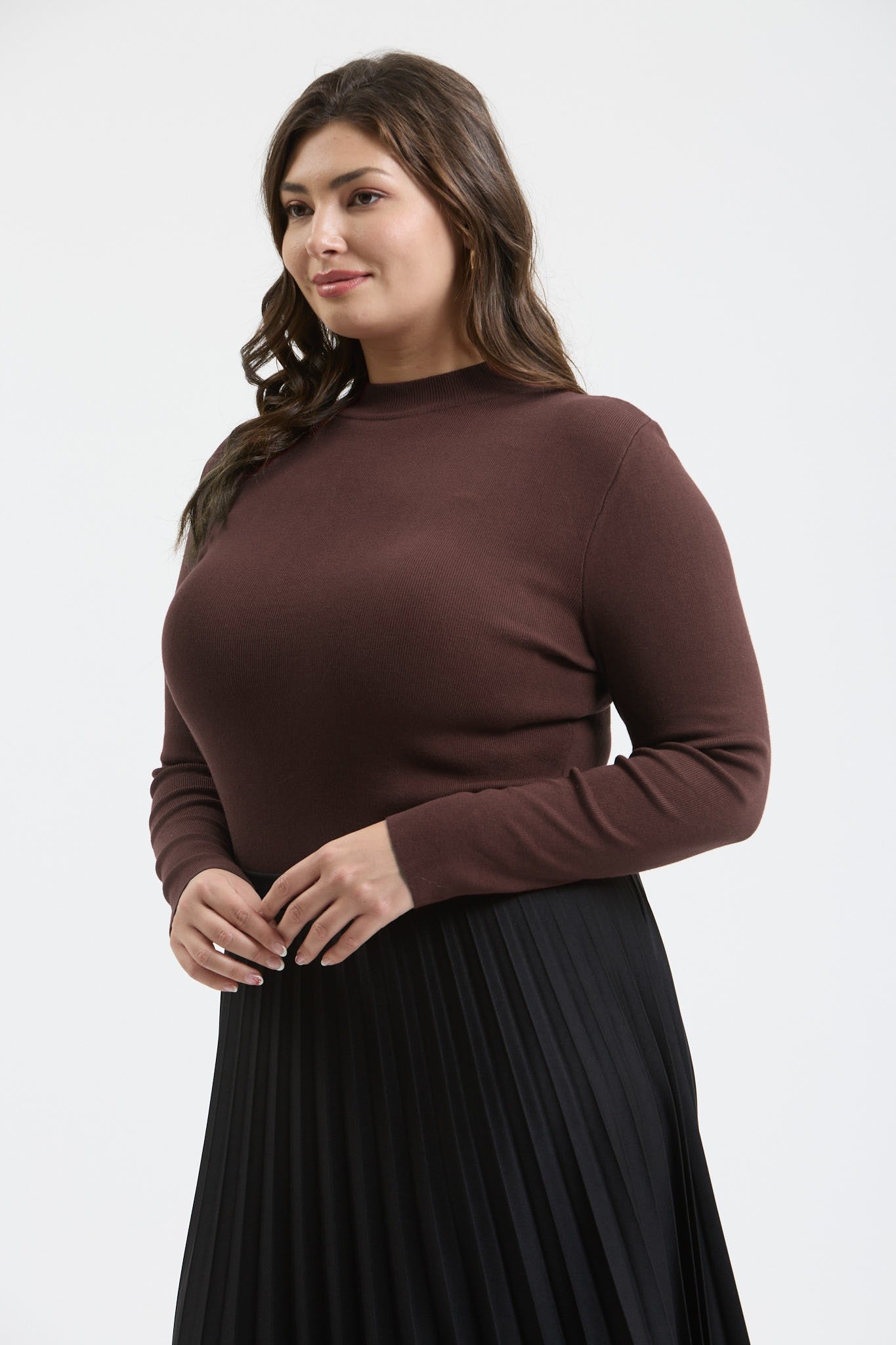 mindy mock neck sweater knit top-curvy