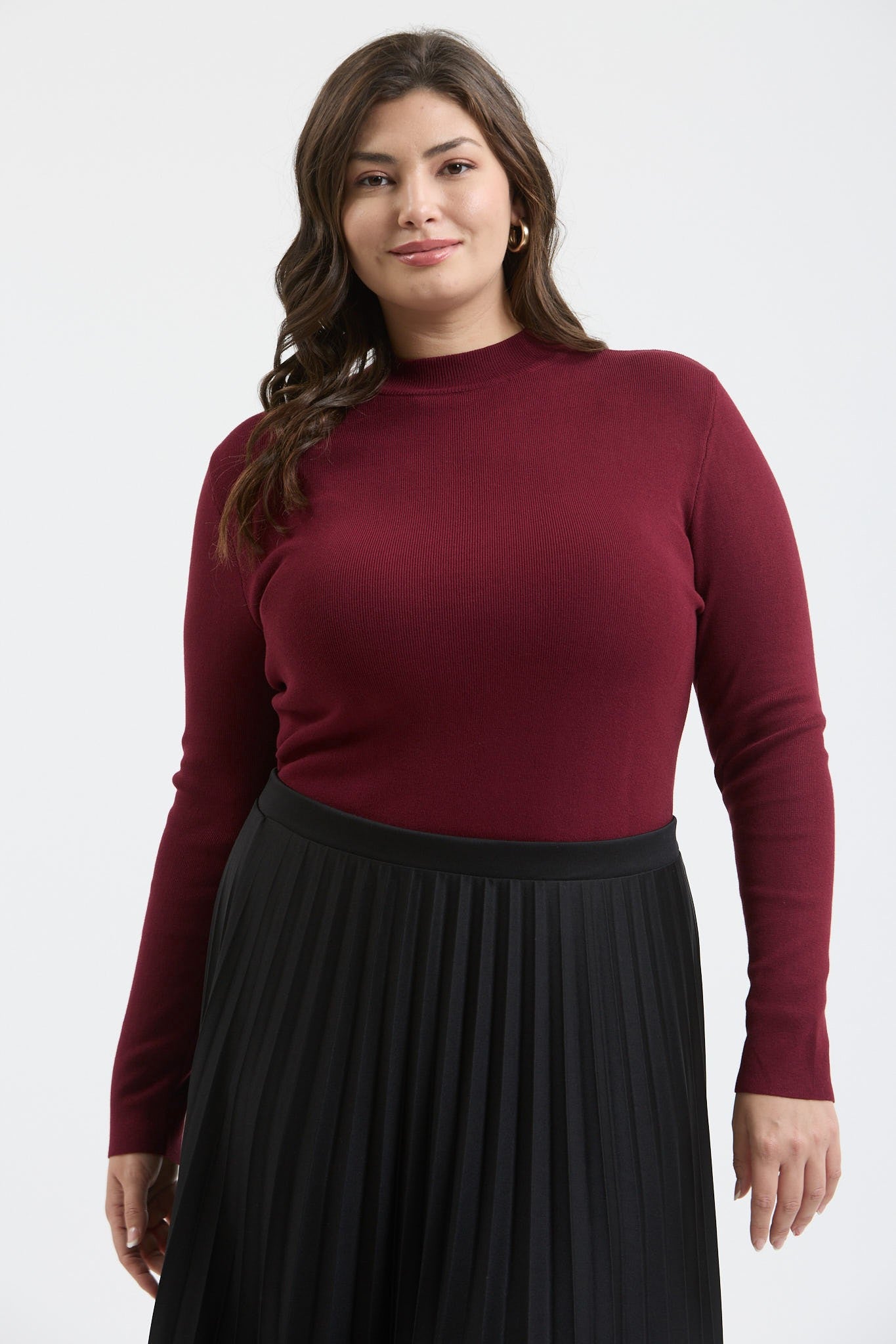 mindy mock neck sweater knit top-curvy