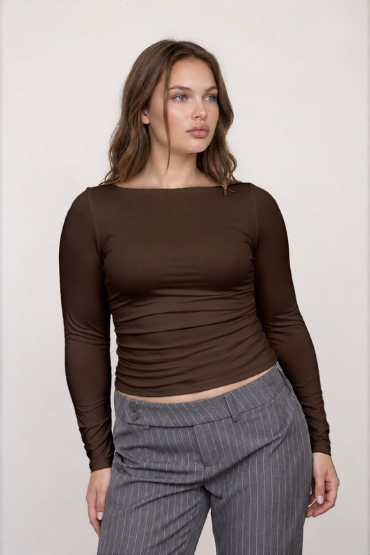 briar boat neck long sleeve contour knit top-curvy