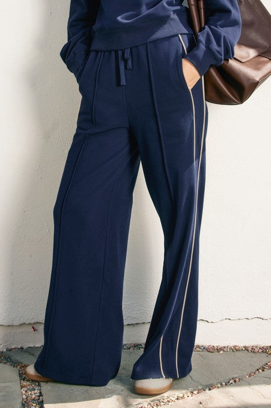Track Stripe Wide Leg Sweatpants