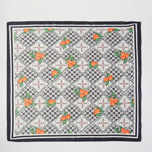 Mosaic Lemon Print Square Bandana Scarf