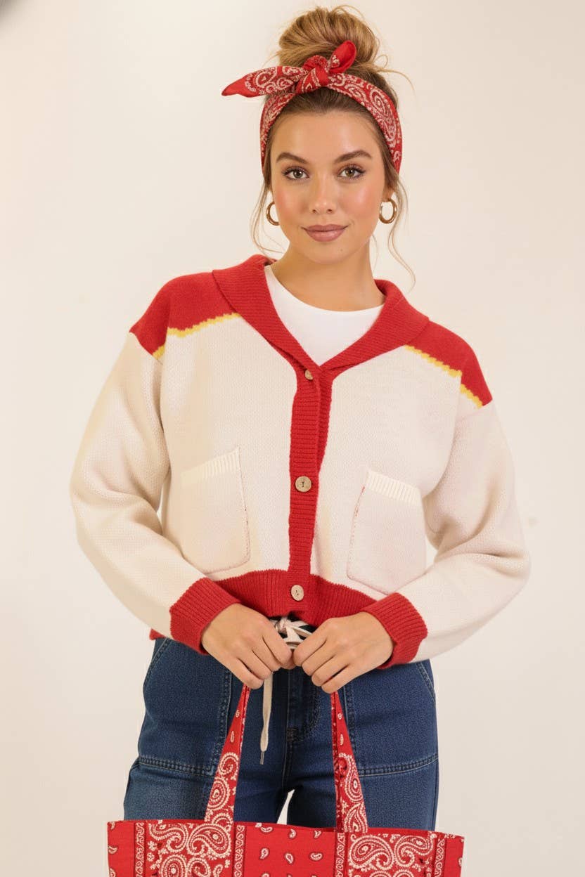 lobster color block shawl cardigan