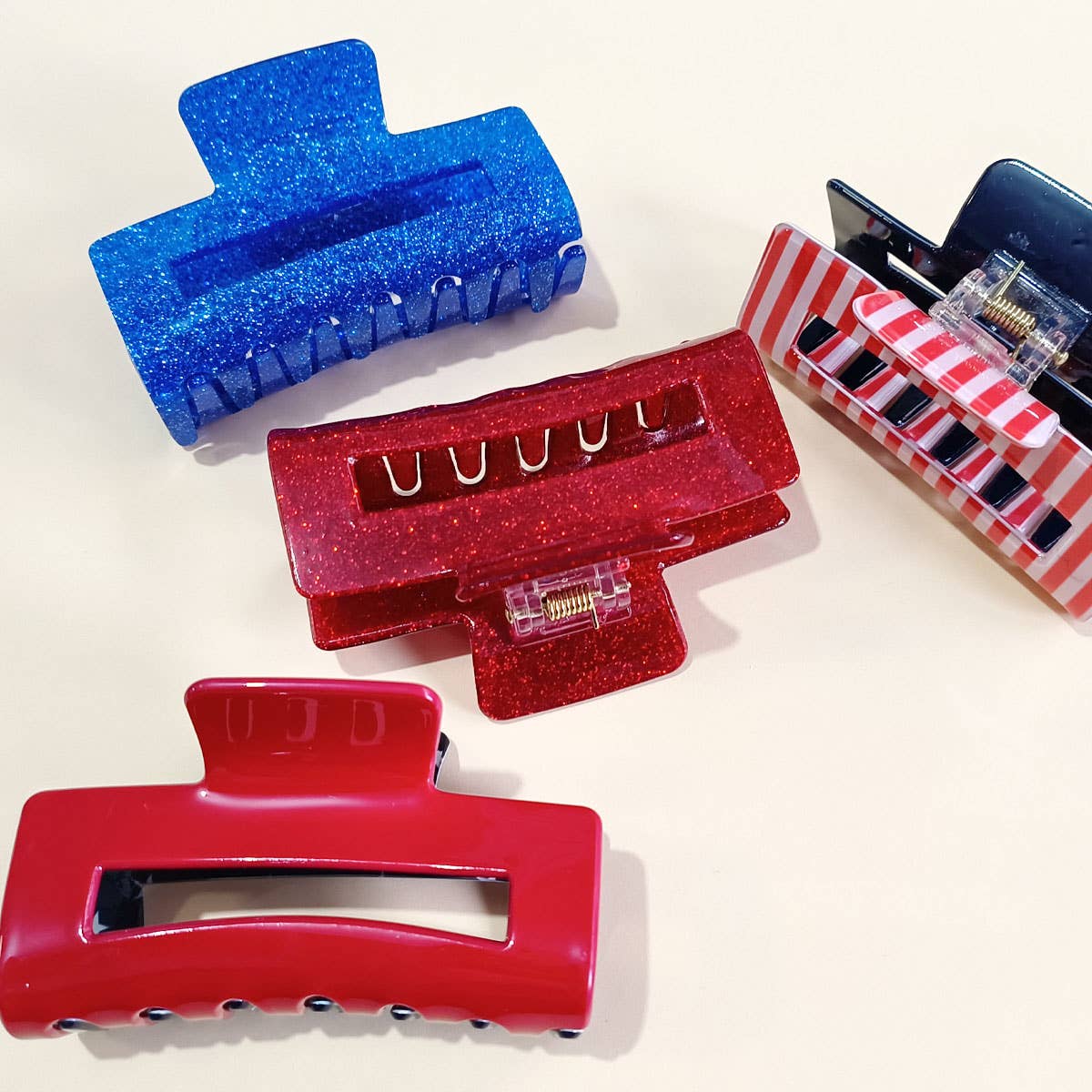 Stars & Stripes RECTANGLE HAIR CLAW CLIPS