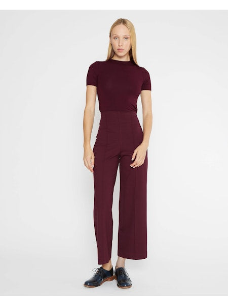 ponte knit straight leg pant-cropped