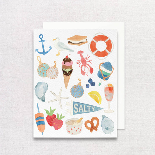 New England Summer Icons Greeting Card | New England Card