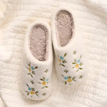 Fuzzy Slippers-Dainty Floral