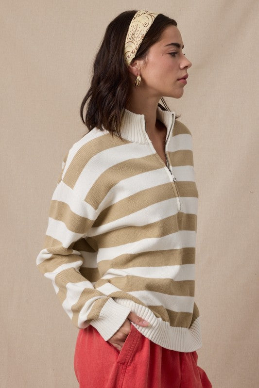Striped Half-zip Sweater