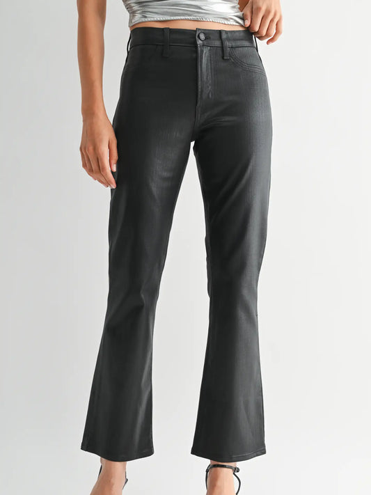 Coated Slim Cropped Bootcut Jeans