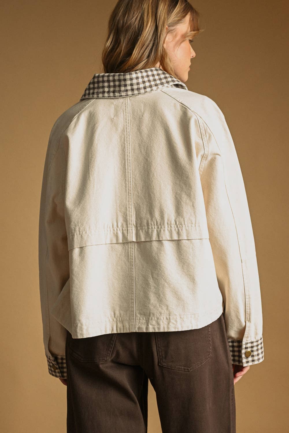 Matilda Gingham Trim Twill Jacket