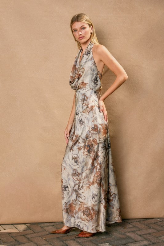 Dune Crest Draped Halter Neck Maxi Dress