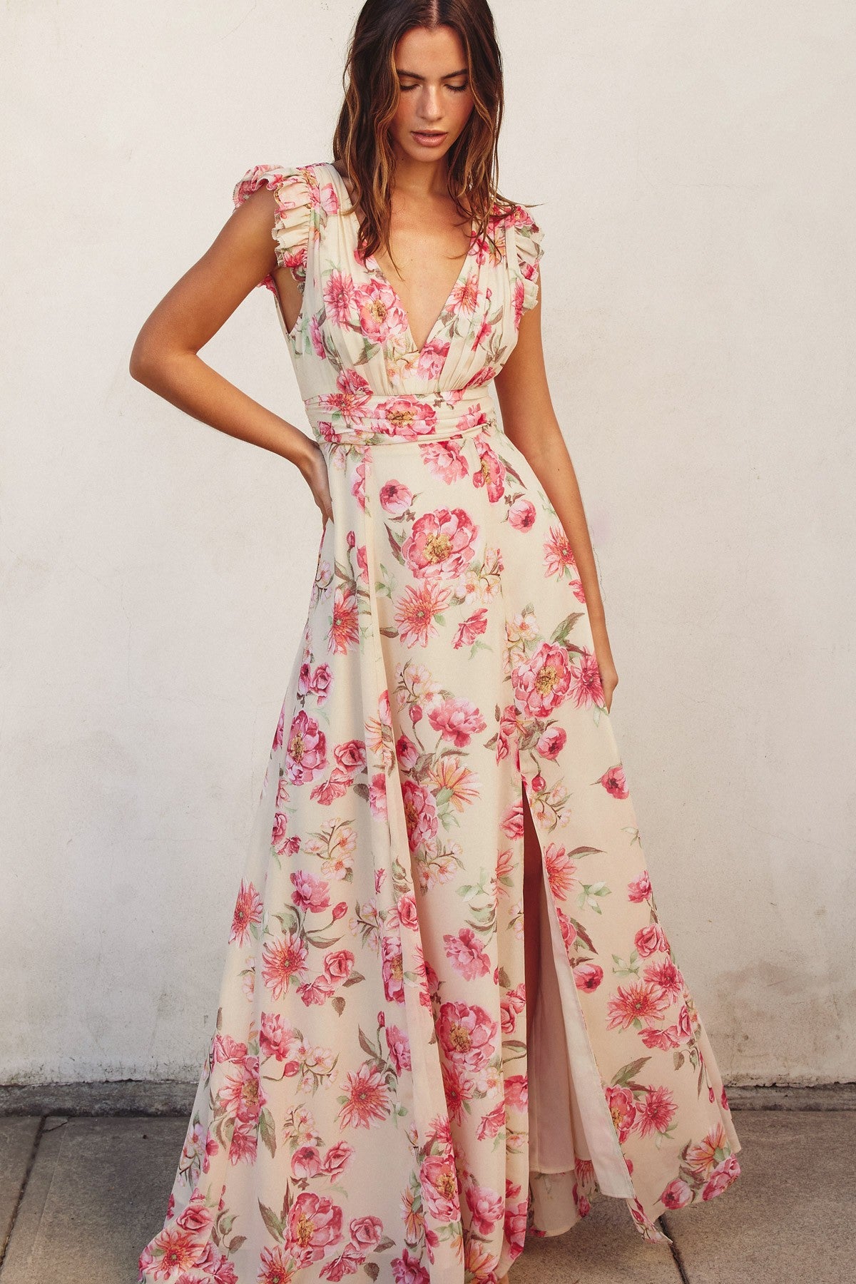 dream girl plunging maxi dress