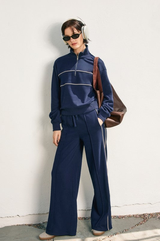 Track Stripe Wide Leg Sweatpants
