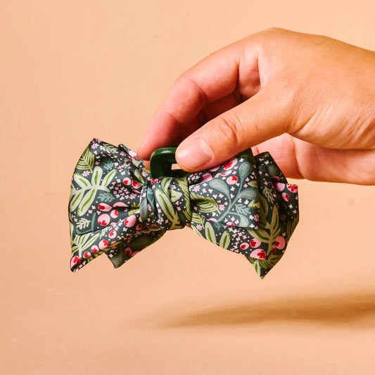Mini Satin Bow Claw Clip - Patterned