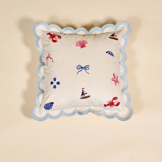 Scalloped Square Throw Pillow–Seaside Haven