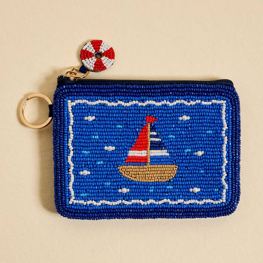 Handcrafted Beaded Pouch–Sail Away