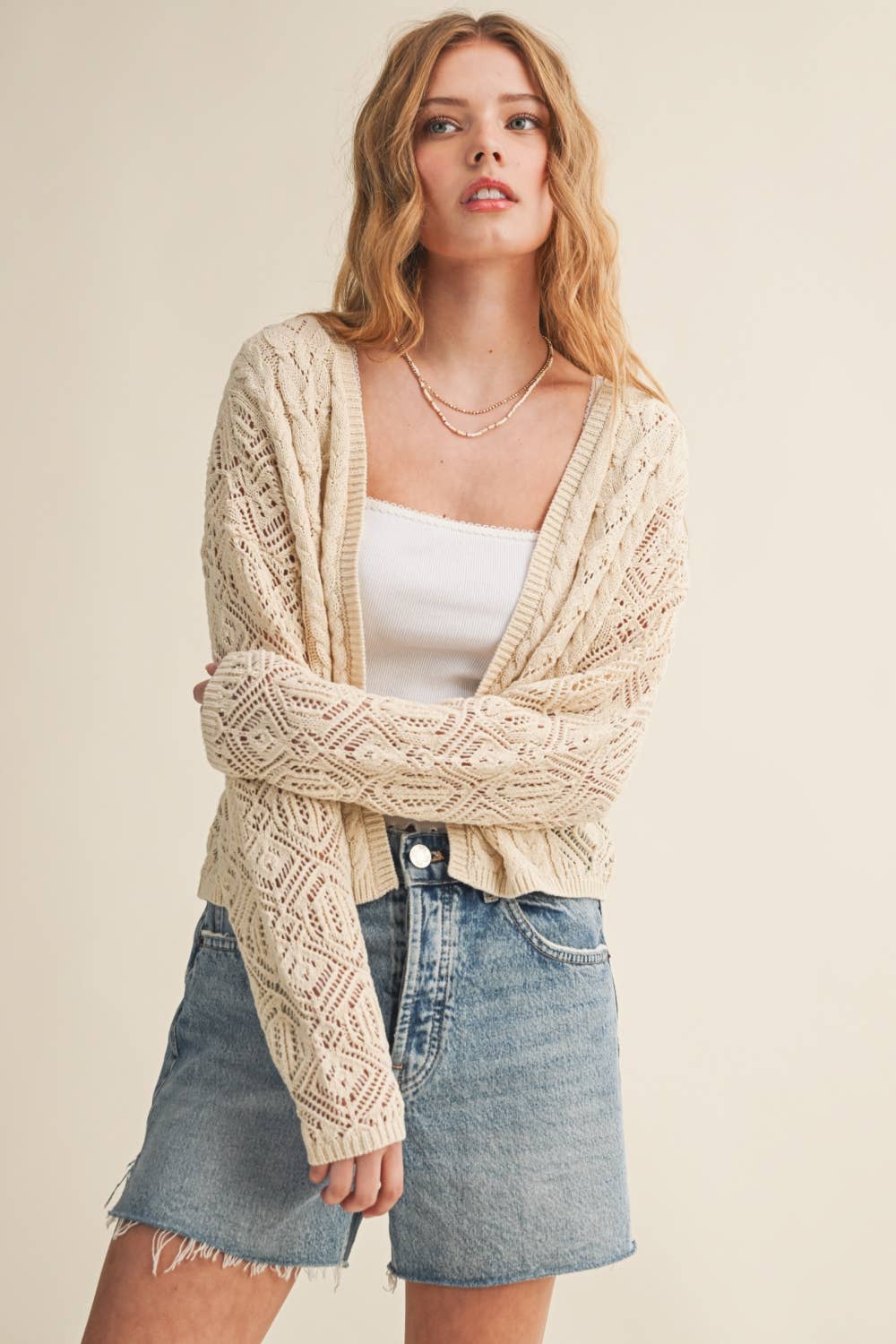 lightweight cable knit cardi