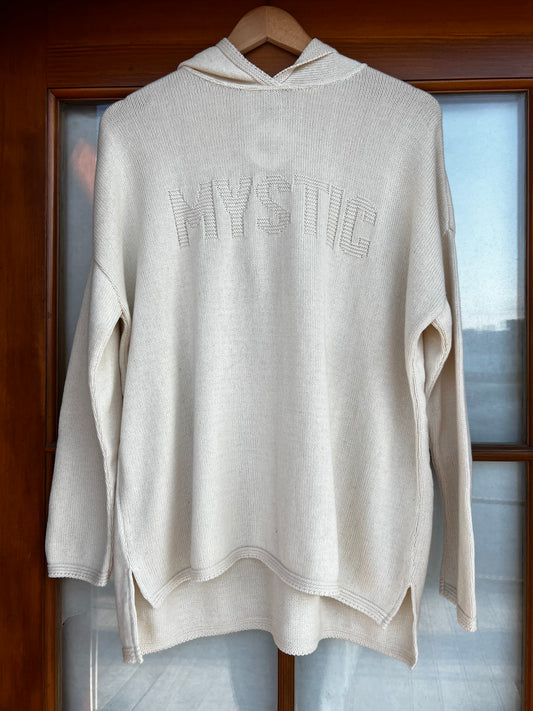 embossed jacquard hooded sweater-mystic anchor