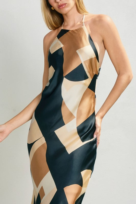 First Class Open Back Halter Maxi Dress