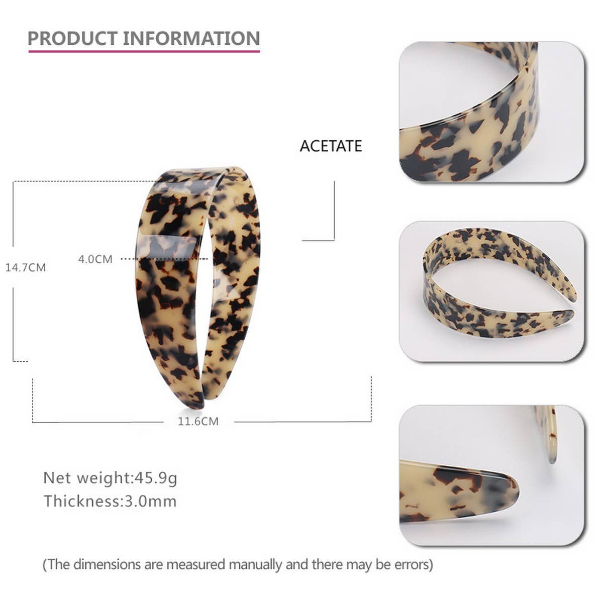 ACETATE 4CM WIDE TOOTH ANTI-SLIP HEADBAND