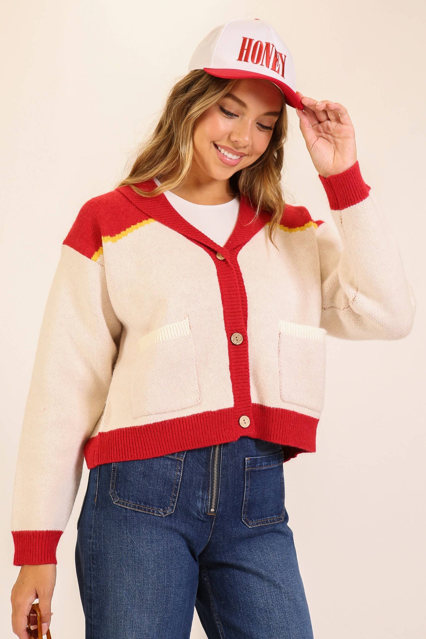 lobster color block shawl cardigan