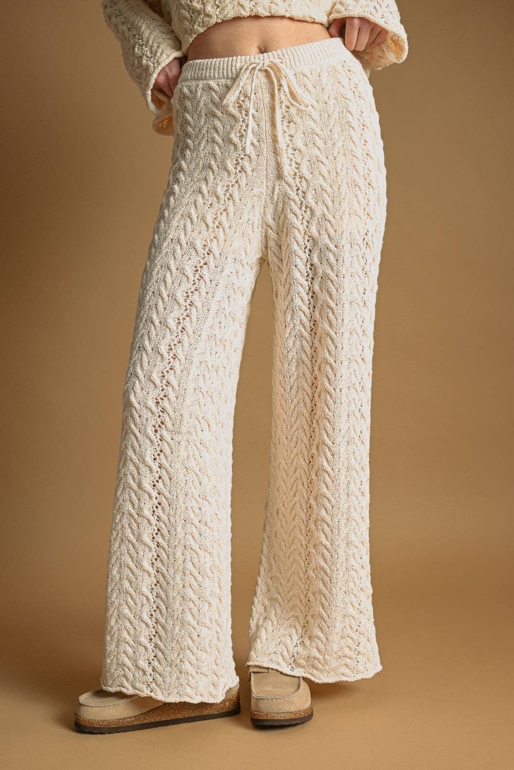 Cable Sweater Wide Leg Pants
