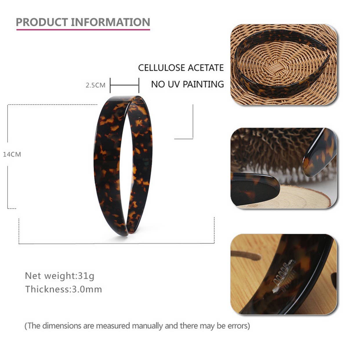 ACETATE RETRO 2.5CM WIDE HEADBAND