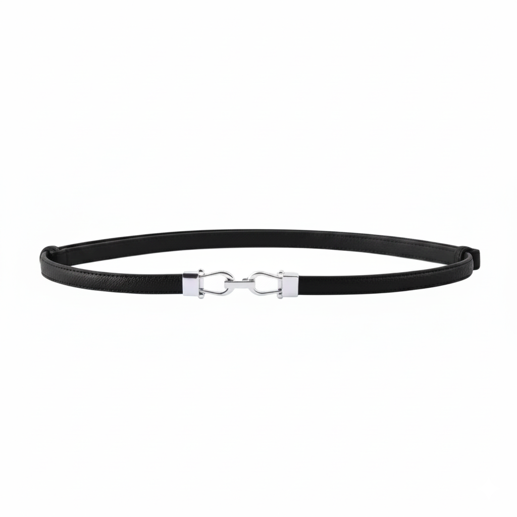 One Size Fits All Skinny Silver-Buckle Epsom Leather Belt