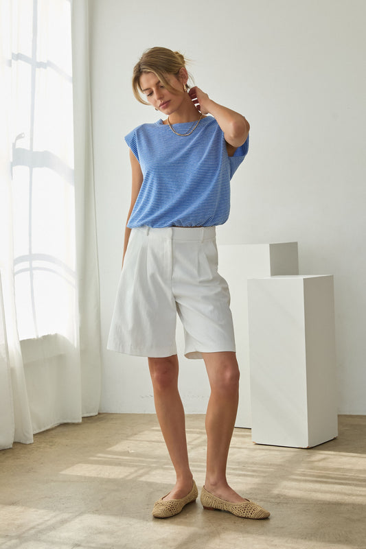 coastal stripe bubble hem tank