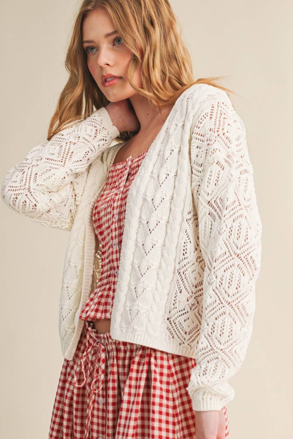 lightweight cable knit cardi